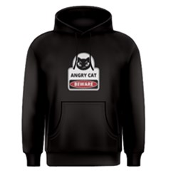 Black Angry Cat Beware  Men s Pullover Hoodie by FunnySaying