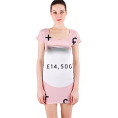 Added Less Equal With Pink White Short Sleeve Bodycon Dress