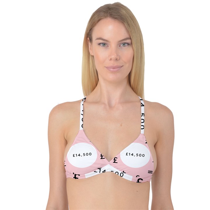 Added Less Equal With Pink White Reversible Tri Bikini Top