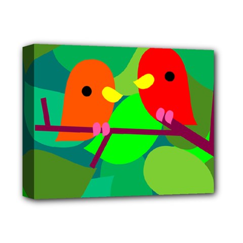 Animals Birds Red Orange Green Leaf Tree Deluxe Canvas 14  X 11 