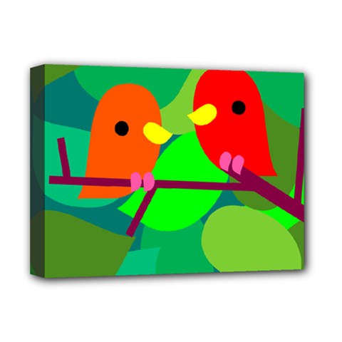 Animals Birds Red Orange Green Leaf Tree Deluxe Canvas 16  X 12  