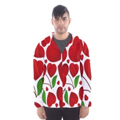 Cherry Fruit Red Love Heart Valentine Green Hooded Wind Breaker (men) by Alisyart