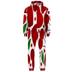 Cherry Fruit Red Love Heart Valentine Green Hooded Jumpsuit (men)  by Alisyart