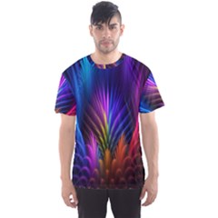 Bird Feathers Rainbow Color Pink Purple Blue Orange Gold Men s Sport Mesh Tee