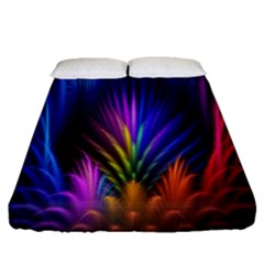 Bird Feathers Rainbow Color Pink Purple Blue Orange Gold Fitted Sheet (queen Size) by Alisyart