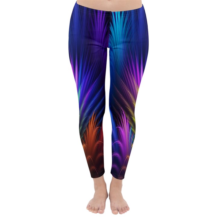 Bird Feathers Rainbow Color Pink Purple Blue Orange Gold Classic Winter Leggings