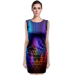 Bird Feathers Rainbow Color Pink Purple Blue Orange Gold Classic Sleeveless Midi Dress