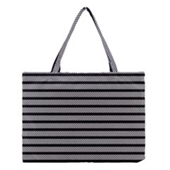 Black White Line Fabric Medium Tote Bag by Alisyart