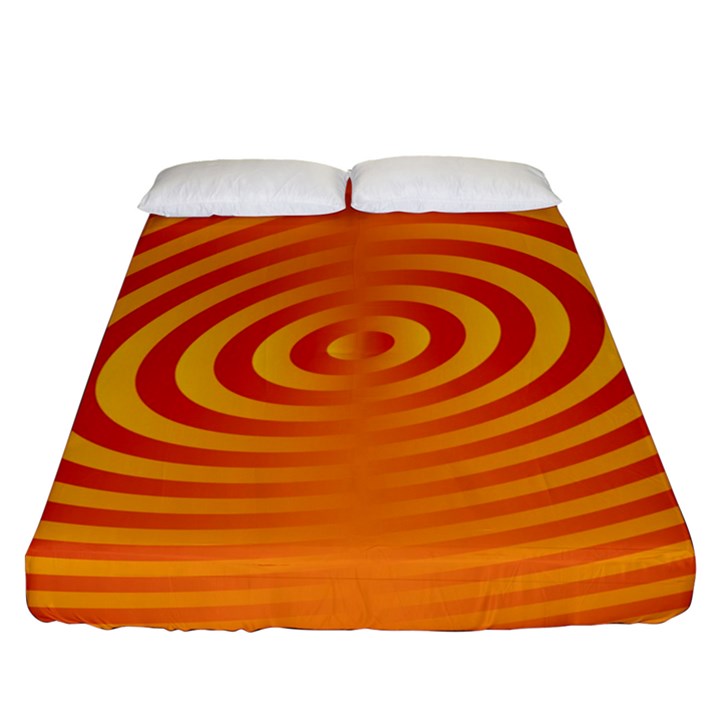 Circle Line Orange Hole Hypnotism Fitted Sheet (Queen Size)