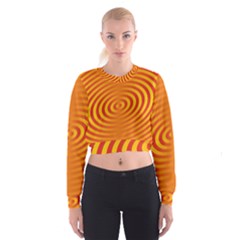 Circle Line Orange Hole Hypnotism Women s Cropped Sweatshirt