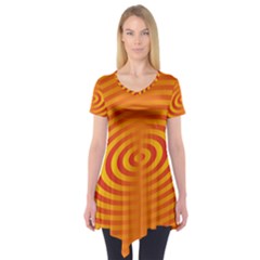 Circle Line Orange Hole Hypnotism Short Sleeve Tunic 