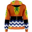 Coconut Tree Wave Water Sun Sea Orange Blue White Yellow Green Women s Pullover Hoodie View2