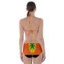 Coconut Tree Wave Water Sun Sea Orange Blue White Yellow Green Cut-Out One Piece Swimsuit View2