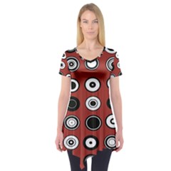 Circles Red Black White Short Sleeve Tunic 