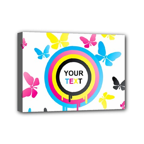 Colorful Butterfly Rainbow Circle Animals Fly Pink Yellow Black Blue Text Mini Canvas 7  X 5  by Alisyart