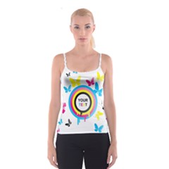 Colorful Butterfly Rainbow Circle Animals Fly Pink Yellow Black Blue Text Spaghetti Strap Top by Alisyart