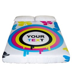 Colorful Butterfly Rainbow Circle Animals Fly Pink Yellow Black Blue Text Fitted Sheet (king Size)