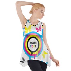 Colorful Butterfly Rainbow Circle Animals Fly Pink Yellow Black Blue Text Side Drop Tank Tunic