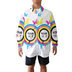 Colorful Butterfly Rainbow Circle Animals Fly Pink Yellow Black Blue Text Wind Breaker (kids)