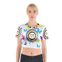 Colorful Butterfly Rainbow Circle Animals Fly Pink Yellow Black Blue Text Cotton Crop Top by Alisyart