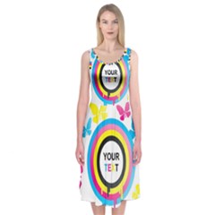 Colorful Butterfly Rainbow Circle Animals Fly Pink Yellow Black Blue Text Midi Sleeveless Dress by Alisyart