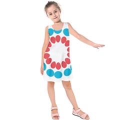 Egg Circles Blue Red White Kids  Sleeveless Dress