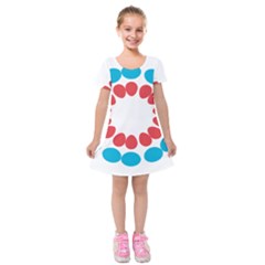 Egg Circles Blue Red White Kids  Short Sleeve Velvet Dress by Alisyart