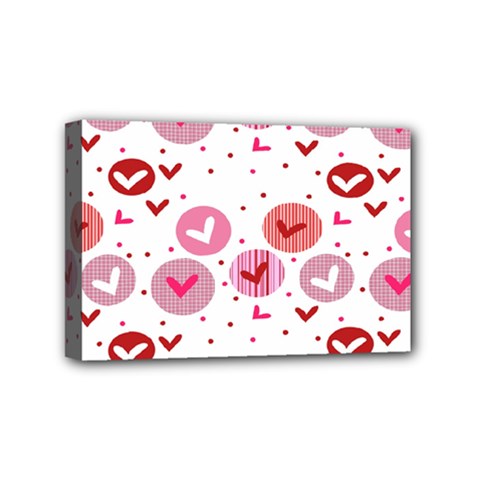 Crafts Chevron Cricle Pink Love Heart Valentine Mini Canvas 6  X 4 