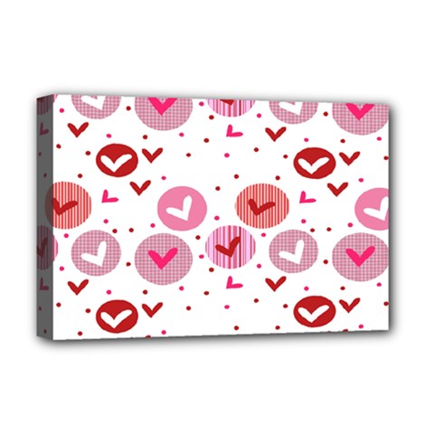 Crafts Chevron Cricle Pink Love Heart Valentine Deluxe Canvas 18  X 12  