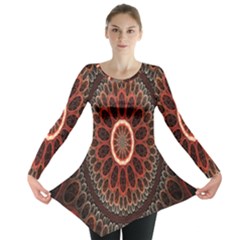 Circles Shapes Psychedelic Symmetry Long Sleeve Tunic 