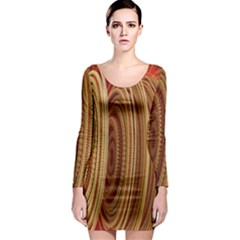 Circles Figure Light Gold Long Sleeve Bodycon Dress