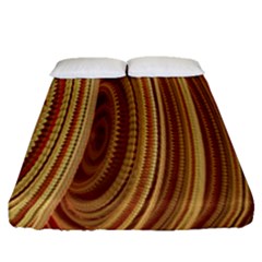 Circles Figure Light Gold Fitted Sheet (Queen Size)