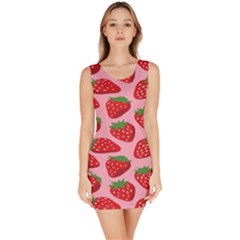 Fruitb Red Strawberries Sleeveless Bodycon Dress by Alisyart