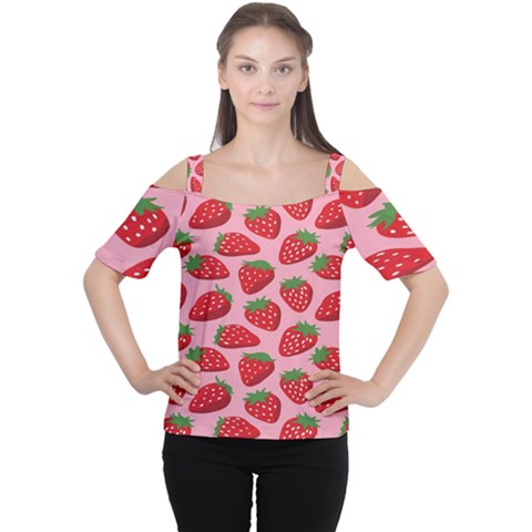 Fruitb Red Strawberries Women s Cutout Shoulder Tee by Alisyart