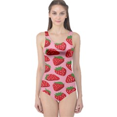 Fruitb Red Strawberries One Piece Swimsuit by Alisyart