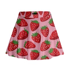 Fruitb Red Strawberries Mini Flare Skirt by Alisyart