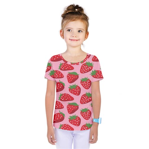 Fruitb Red Strawberries Kids  One Piece Tee by Alisyart