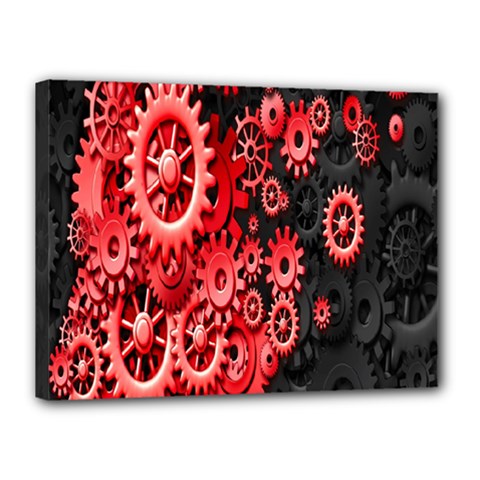 Gold Wheels Red Black Canvas 16  X 12  by Alisyart