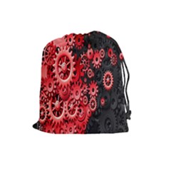 Gold Wheels Red Black Drawstring Pouches (large) 