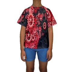 Gold Wheels Red Black Kids  Short Sleeve Swimwear