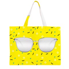 Glasses Yellow Zipper Large Tote Bag