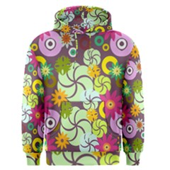 Floral Seamless Rose Sunflower Circle Red Pink Purple Yellow Men s Pullover Hoodie