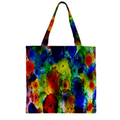 Green Jellyfish Yellow Pink Red Blue Rainbow Sea Zipper Grocery Tote Bag by Alisyart