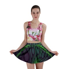Light Cells Colorful Space Greeen Mini Skirt