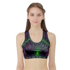 Light Cells Colorful Space Greeen Sports Bra With Border