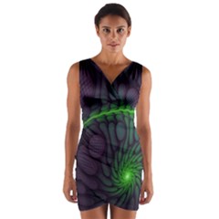 Light Cells Colorful Space Greeen Wrap Front Bodycon Dress