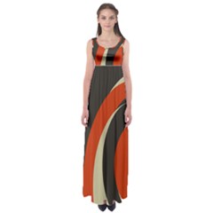 Mixing Gray Orange Circles Empire Waist Maxi Dress