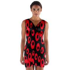 Scatter Shapes Large Circle Black Red Plaid Triangle Wrap Front Bodycon Dress by Alisyart