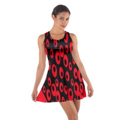 Scatter Shapes Large Circle Black Red Plaid Triangle Cotton Racerback Dress