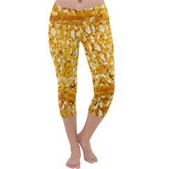 Honeycomb Fine Honey Yellow Sweet Capri Yoga Leggings by Alisyart